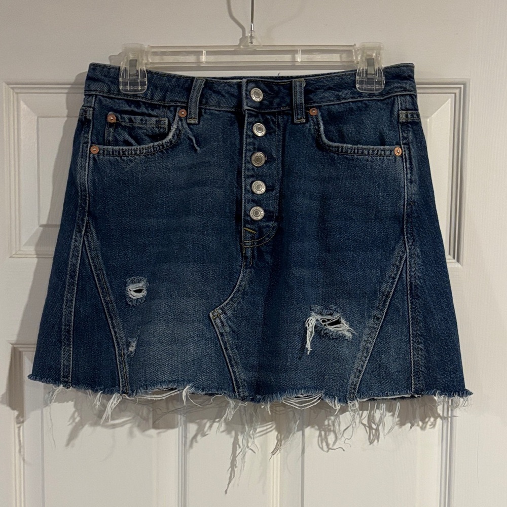 Free People We‎ The Free Denim Distressed Mini Skirt size 29